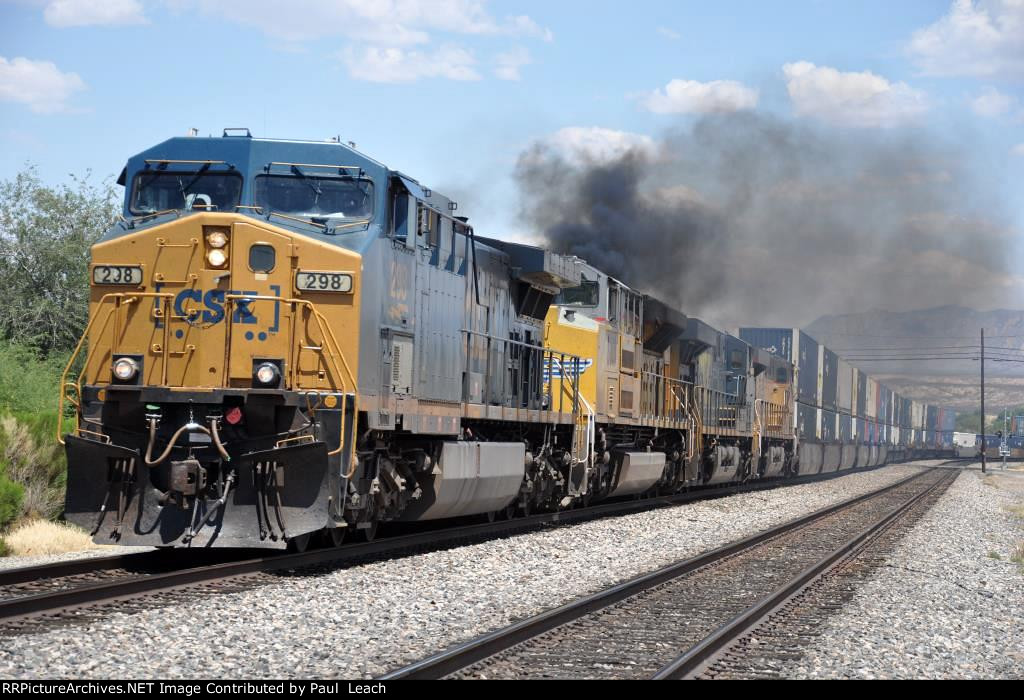 Westbound intermodal climbs the hill